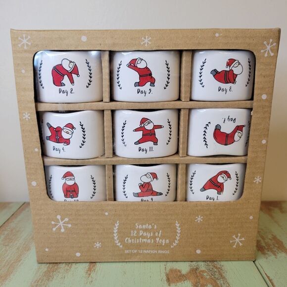 Magenta New Santa's 12 Days of Christmas Yoga Napkin Rings - Picture 9 of 14